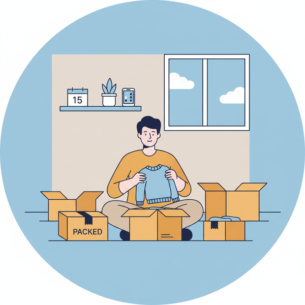 Packing boxes at home